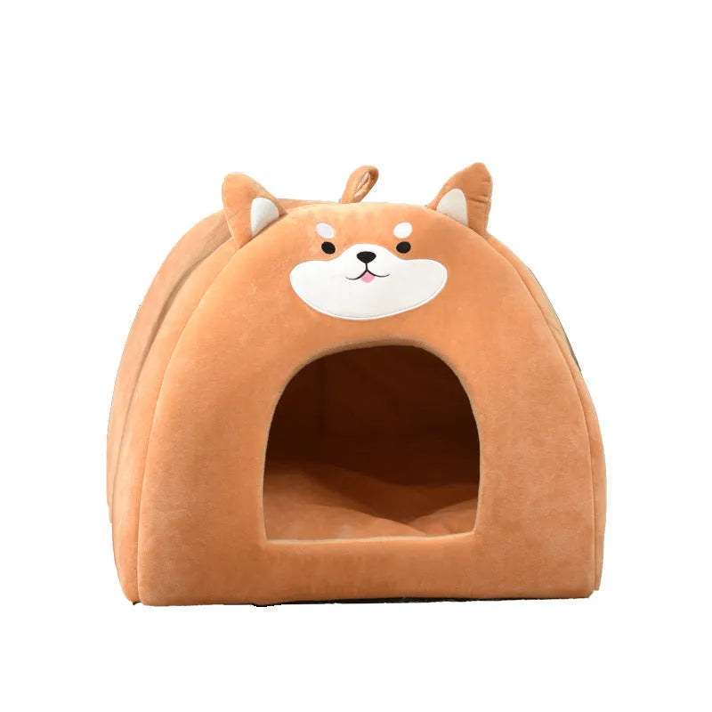 Warm cloth cat bed for autumn and winter, machine washable, in small medium large sizes.