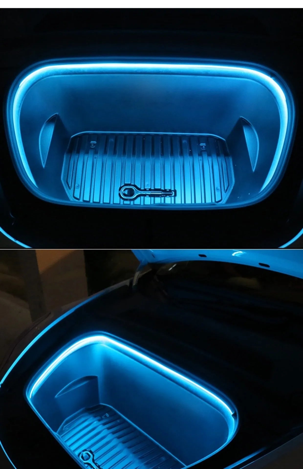 Tesla Model 3 Y front console ambient interior light kit with silicone light bar in three colour options