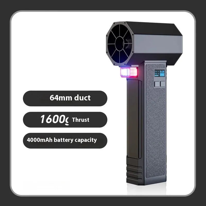 High-speed turbofan storm machine with 64mm pipeline brushless motor, 750W rated frequency, and 4 fan speed modes for car wash and duct cleaning