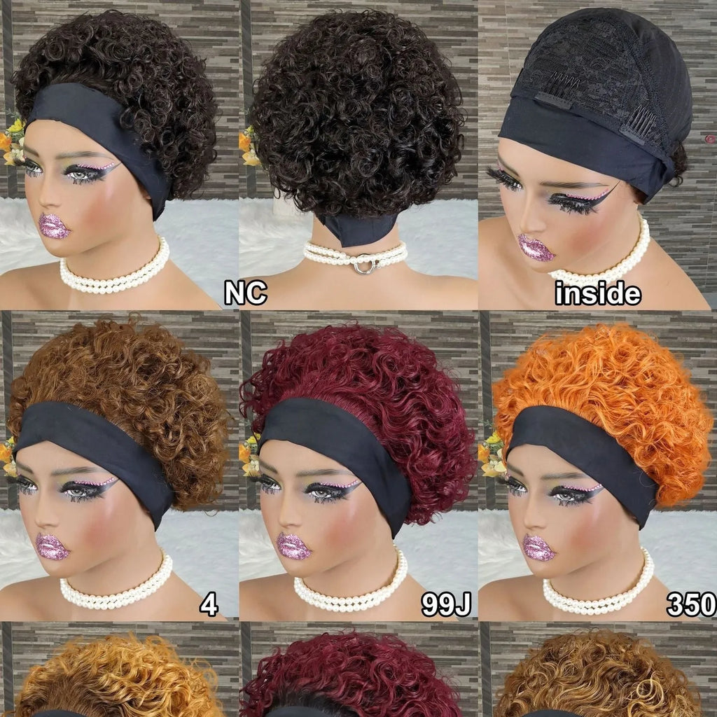 Real human hair wig with Ice Silk Hair Band in ice silk hair band elf style, suitable for ladies any face type