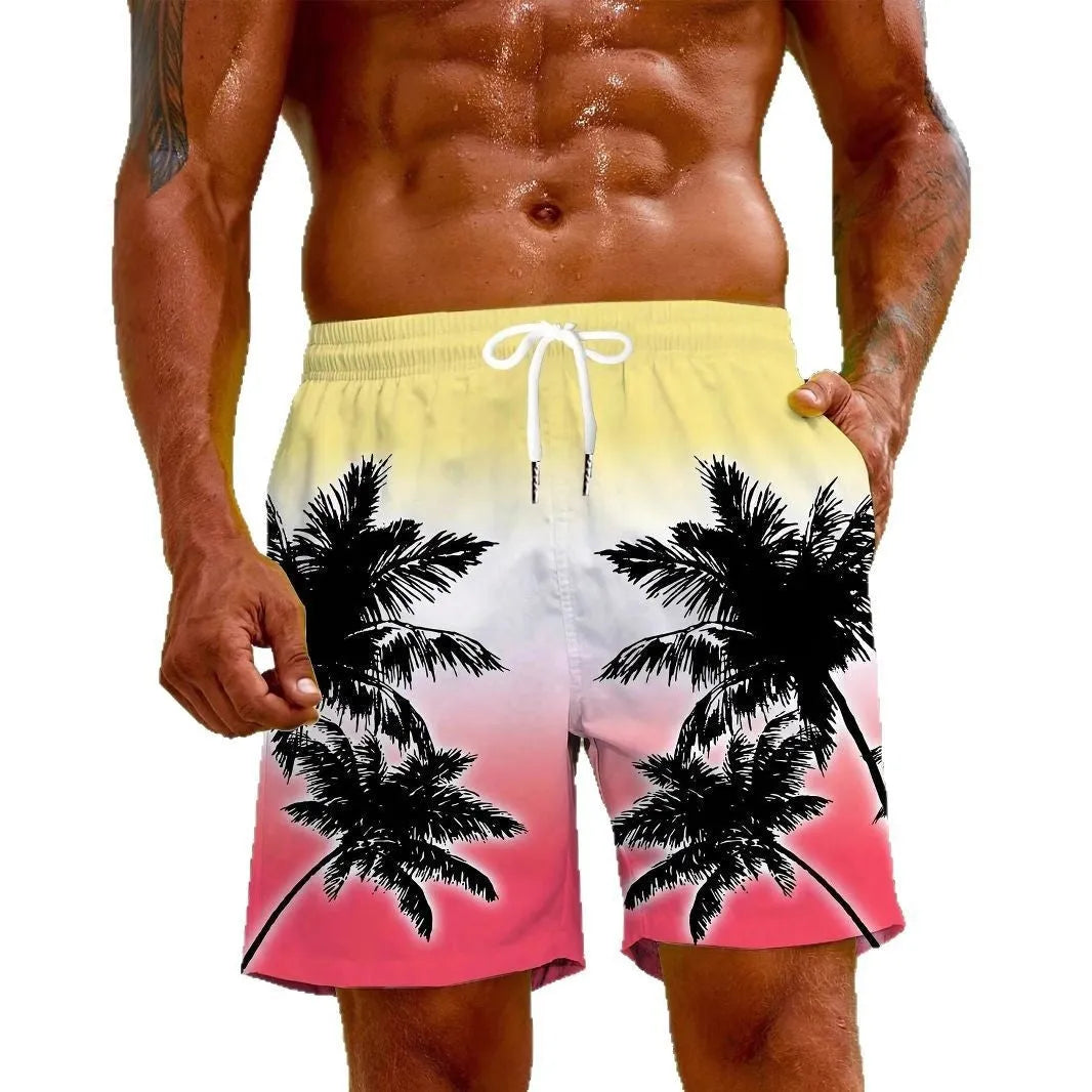 Men's micro-elastic quick-dry swimming trunks in polyester fabric showing colour options