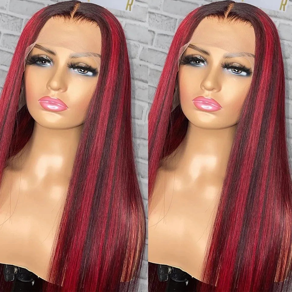 12-inch red real hair lace front wig with 13x4 lace and hand-knitted construction