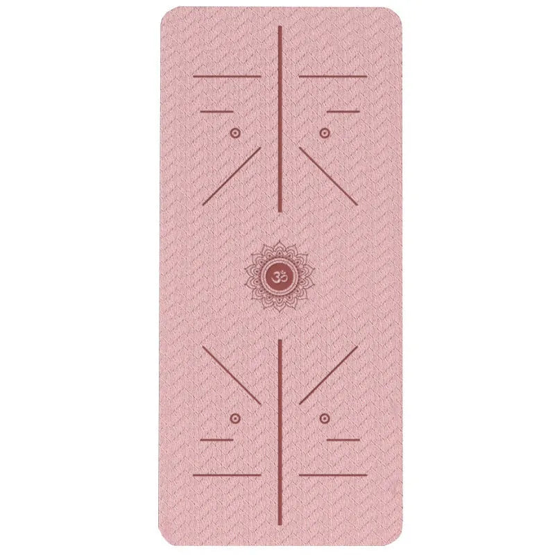TPE fitness training mat in mint green with alignment guide lines, shown rolled out at 190cm long
