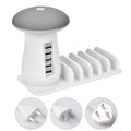 Besegad 5-port USB charging station with mushroom-shaped LED night light on desk