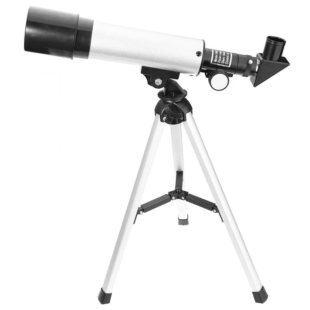 Outdoor monocular space telescope with optical glass lens, 50mm aperture, 360mm focal length, H20mm and H6mm eyepieces, and 34cm tripod