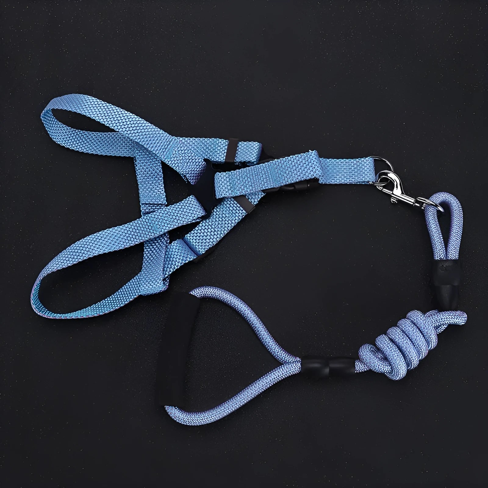 Nylon dog traction belt hand-held rope in blue for small medium large pets walking training