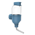 Blue small animal water bottle with rotatable nozzle and stainless steel ball valve for cage mounting