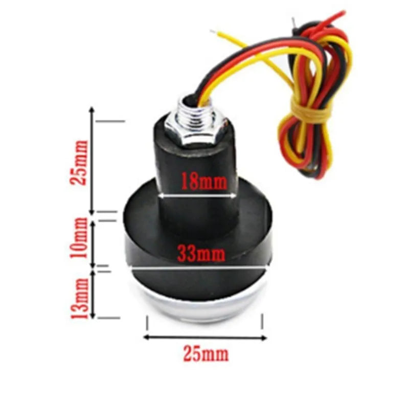 Motorcycle handlebar LED turn signal light set in white yellow with ABS housing and DC 12V voltage for motorbike, ATV, and scooter