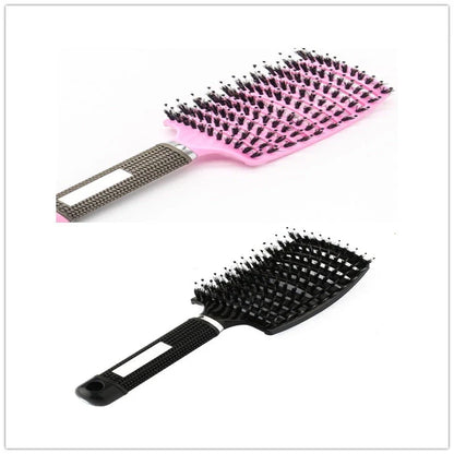 Detangling hairbrush with bristle and nylon teeth for effortless hair management and scalp massage