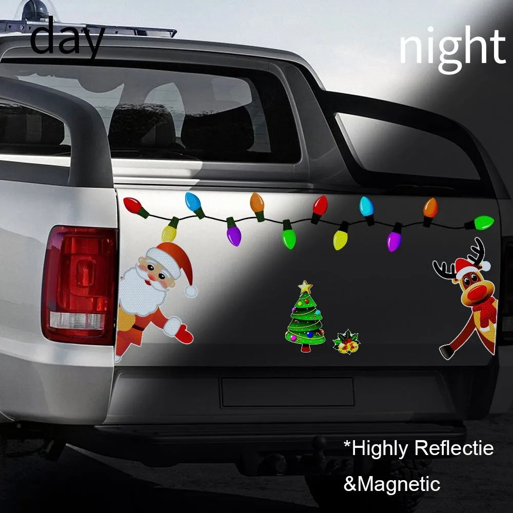 Medium size reflective elk magnetic Christmas car sticker with RFM025 6-thread colour pattern