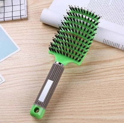 Detangling hairbrush with bristle and nylon teeth for effortless hair management and scalp massage