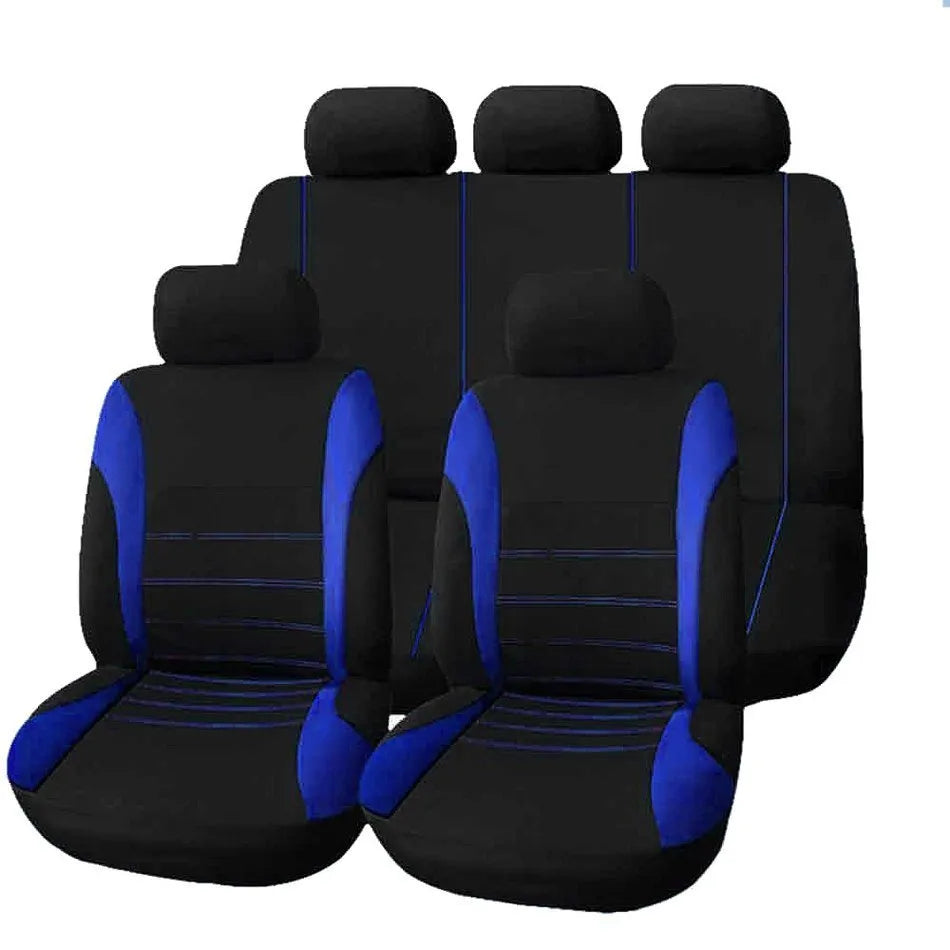 9-piece car seat cover set in grey, universal fit for most cars, bird's eye cloth fabric