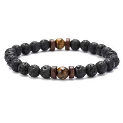 Premium men's black volcanic stone bracelet with unique, durable design and adjustable fit