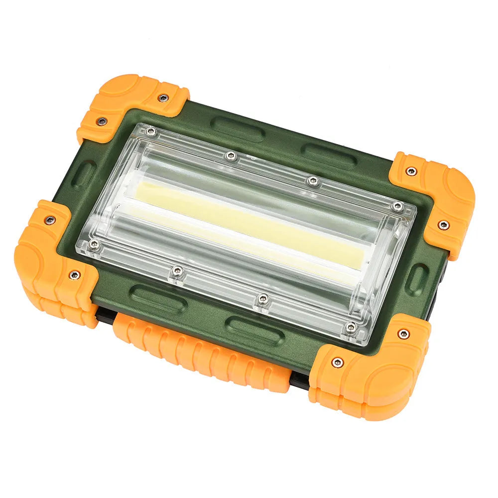 Yellow 50W COB aluminium alloy work light with wide 120-degree beam and IP65 waterproof housing