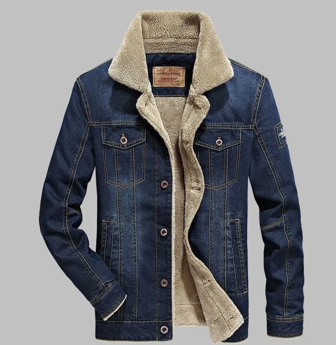 Men's 100% cotton coat in black, blue, and navy blue, available in sizes M to 6XL