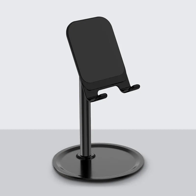 Aluminium alloy desktop stand holding mobile phone with black and silver colour options