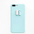 Frosted mobile phone case with 3D baby bottle and coffee cup design in turquoise