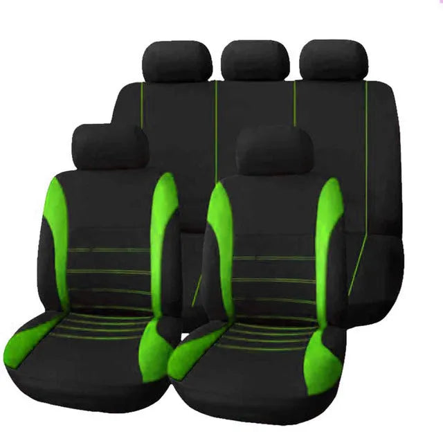 9-piece car seat cover set in grey, universal fit for most cars, bird's eye cloth fabric