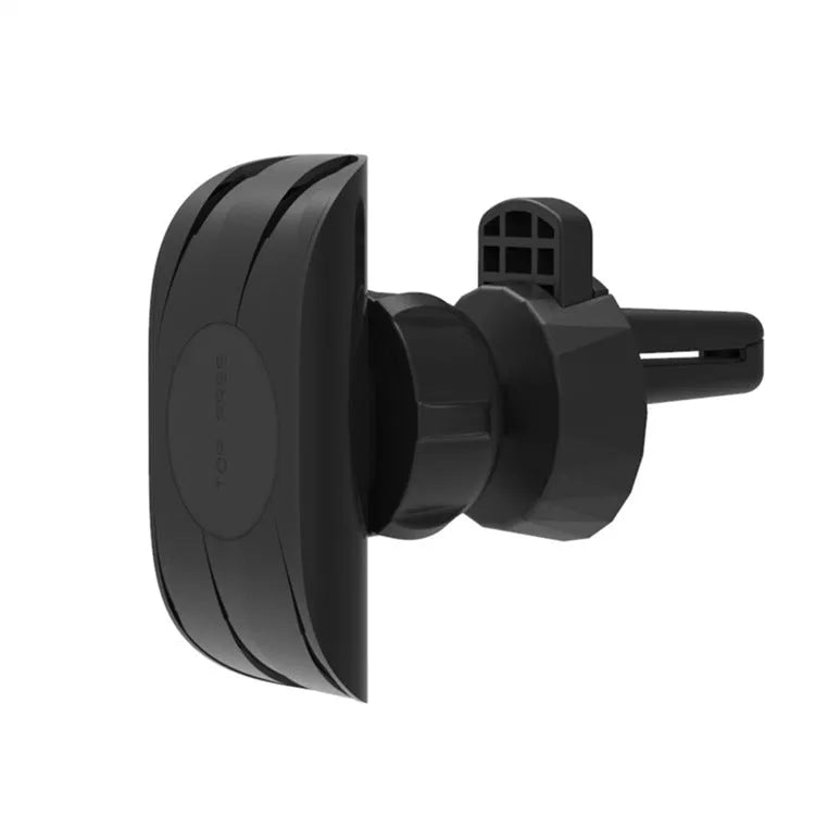 Gloss black car phone holder mounted on vehicle air vent with universal clip mechanism