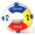 25 cm plush dog pull ring toy with squeaker in blue, red or yellow for puppies and small dogs