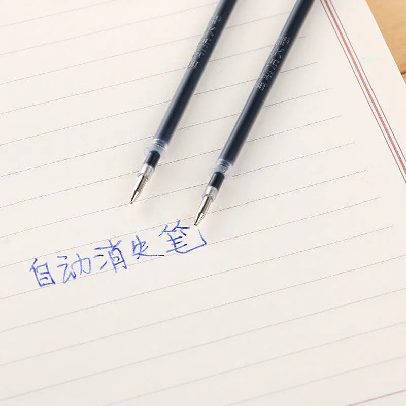 Automatic fade and disappear pen set with pen holder, case, and eight refills for temporary writing.
