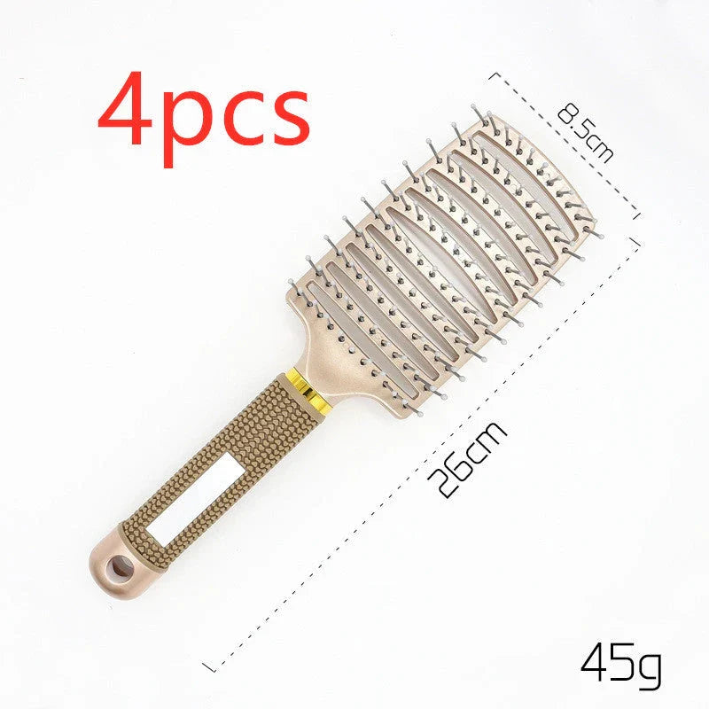 Detangling hairbrush with bristle and nylon teeth for effortless hair management and scalp massage