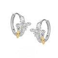 925 sterling silver geometric cross earrings with white gold plating and round elements