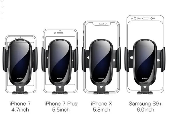 Universal car dashboard mounting bracket for smartphones in black, blue, and silvery with an adjustable arm.