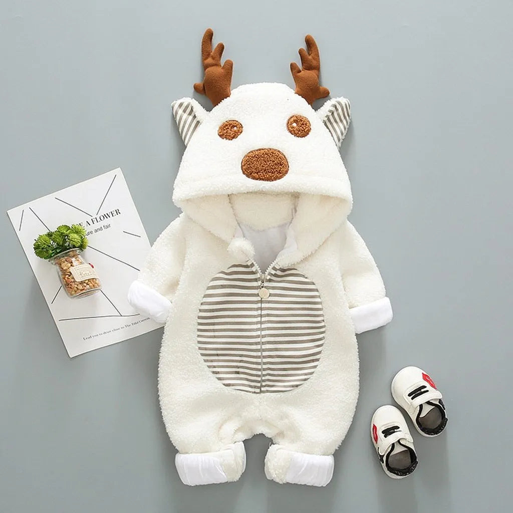 Baby romper with long sleeves and lace-up straps in khaki, pink, or white colours