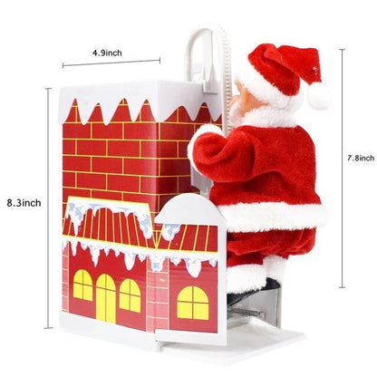 Magical Santa Claus decoration that climbs up and down a chimney, playing Christmas carols and creating a festive atmosphere