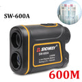 Handheld golf rangefinder device showing compact design for outdoor distance measurement