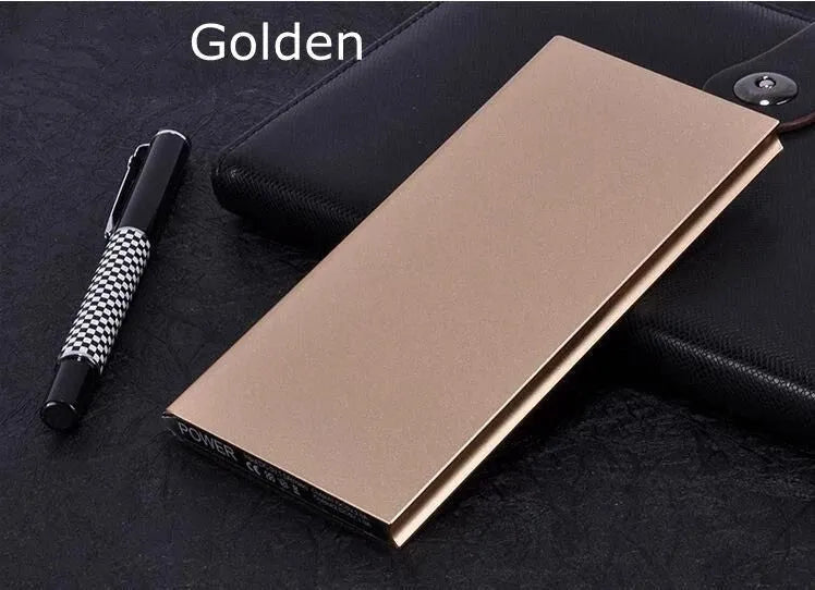 8000mAh dual USB power bank with LED light in aluminium alloy case showing colour options