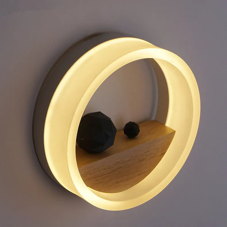 Modern LED wall lamp with acrylic shade in black finish, 200mm size, push-button switch, E14 base