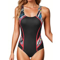 Women's floral print oversized one-piece swimsuit with spandex lining for swimming
