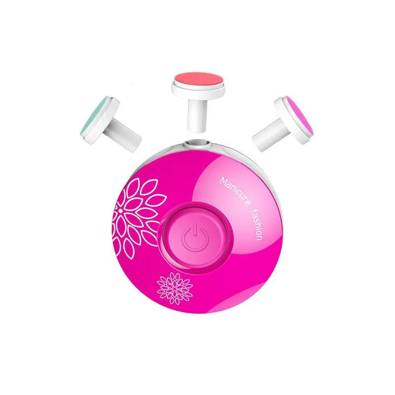 Baby electric nail polisher set with three grinding heads in red colour option