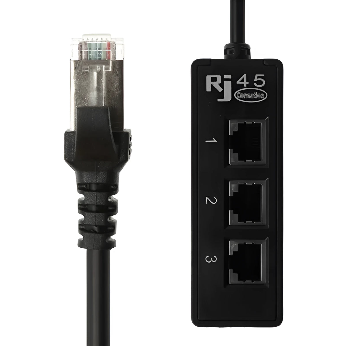 Centechia black 1 to 3 RJ45 Ethernet splitter with 8-core gold-plated needle core and thickened PCB board