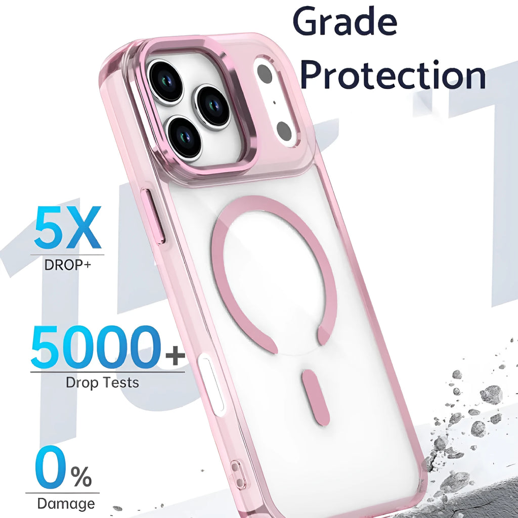 Magnetic transparent drop-resistant protective cover for Apple iPhone in multiple colours