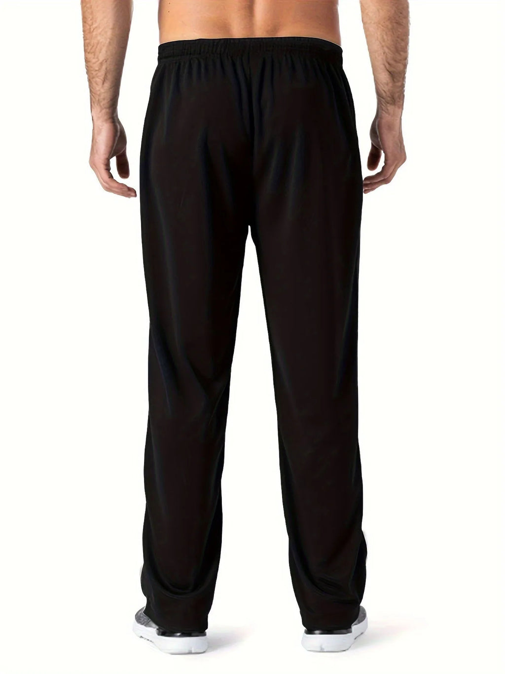 Men's loose sports jogging pants in black green with high waist and straight leg bamboo fibre fabric