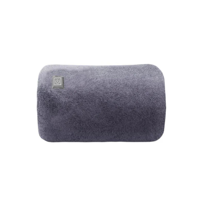 USB hand warmer with rabbit fur third gear button in dark green, grey or pink, explosion-proof design.