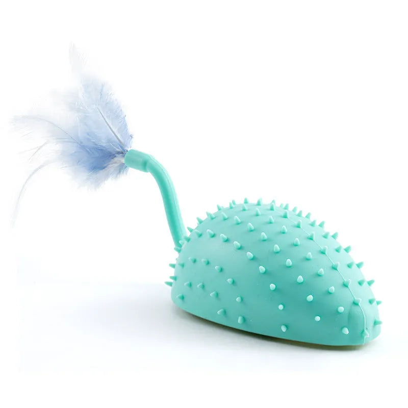 Remote control silicone mouse cat toy with feather attachment in three colour options