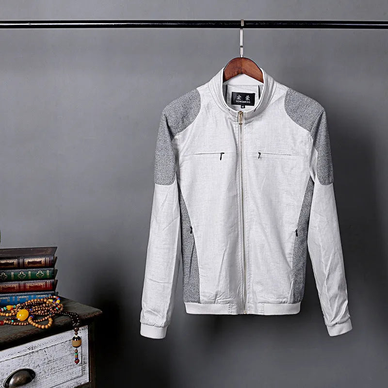 Men's thin cotton linen jacket in regular fit available in heather grey, grass green or blue colours