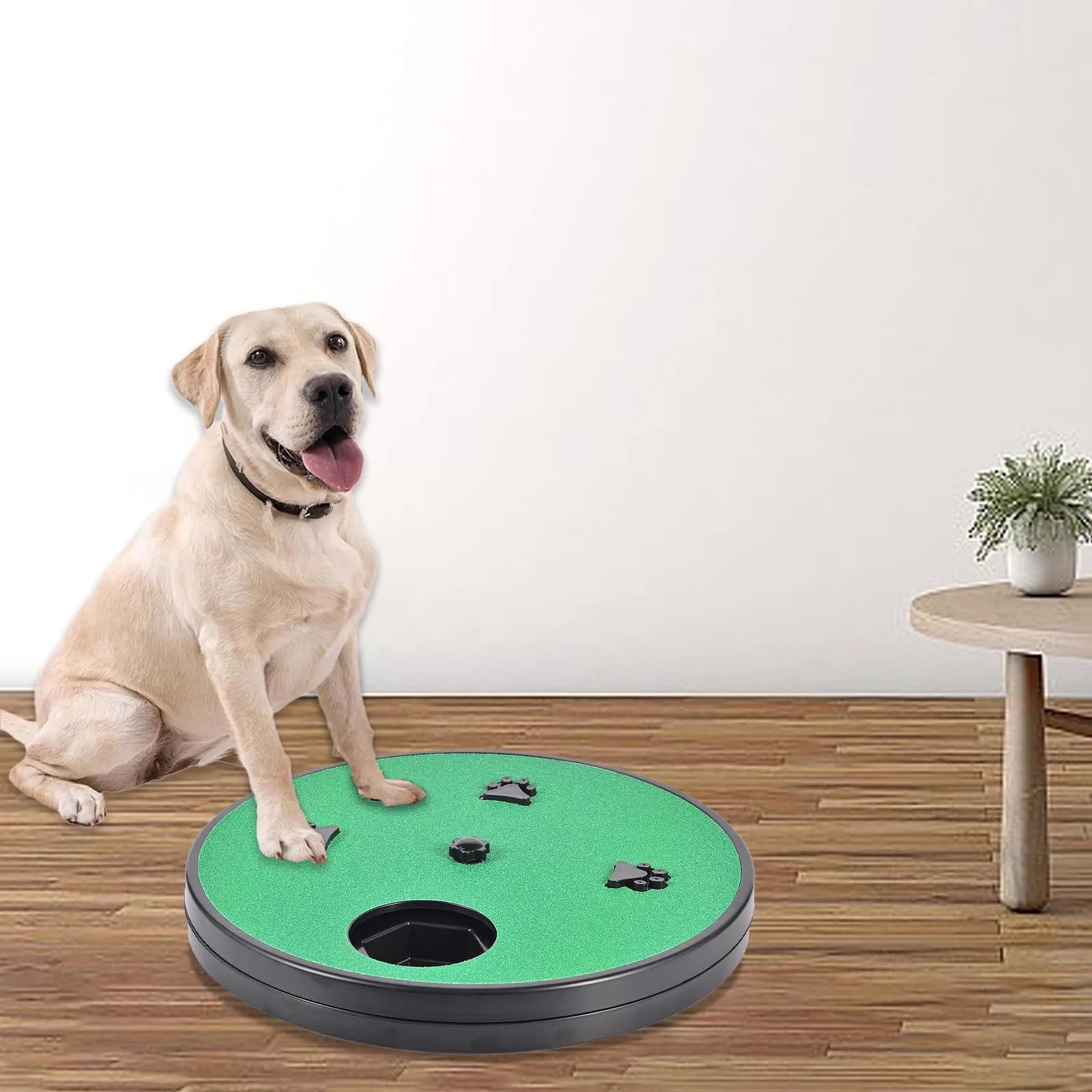 Square dog nail file scratch board with rotating slow feeder compartments and suction cup base