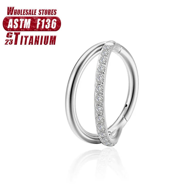 Titanium alloy fork nose ring body piercing jewellery in multiple colours and sizes