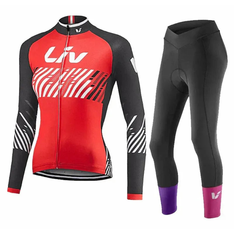 Autumn long sleeve thin mountain bike cycling clothes suit in polyester fiber with pattern design