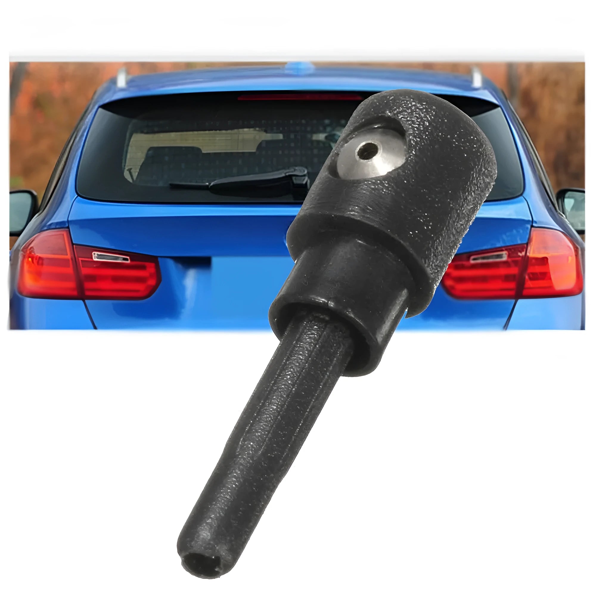 Black plastic rear windshield washer nozzle for Volkswagen Golf and Audi Skoda vehicles