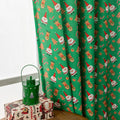 Christmas curtain with snowman angel cartoon print in green or red, 1 metre length