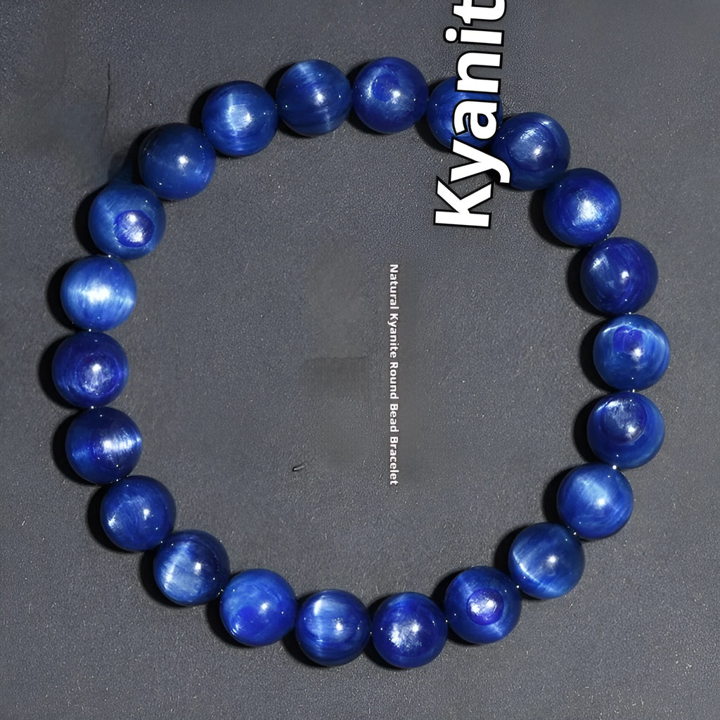 Natural blue crystal ball bracelet with geometric design and traditional ruyi charm