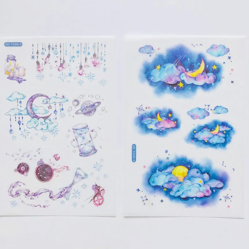 Abu Sticker Japanese paper fantasy stars design 10.5x14.1cm hand account set
