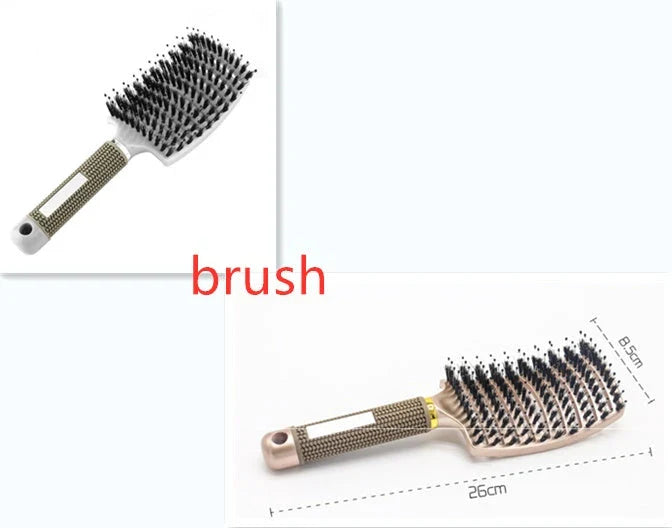 Detangling hairbrush with bristle and nylon teeth for effortless hair management and scalp massage