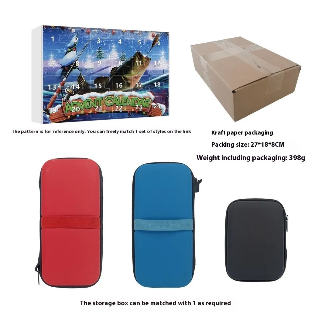 24 Countdown Christmas metal fishing set with storage box and blind bag, multiple colour options DYK013-DYK017